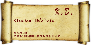 Klecker Dávid névjegykártya